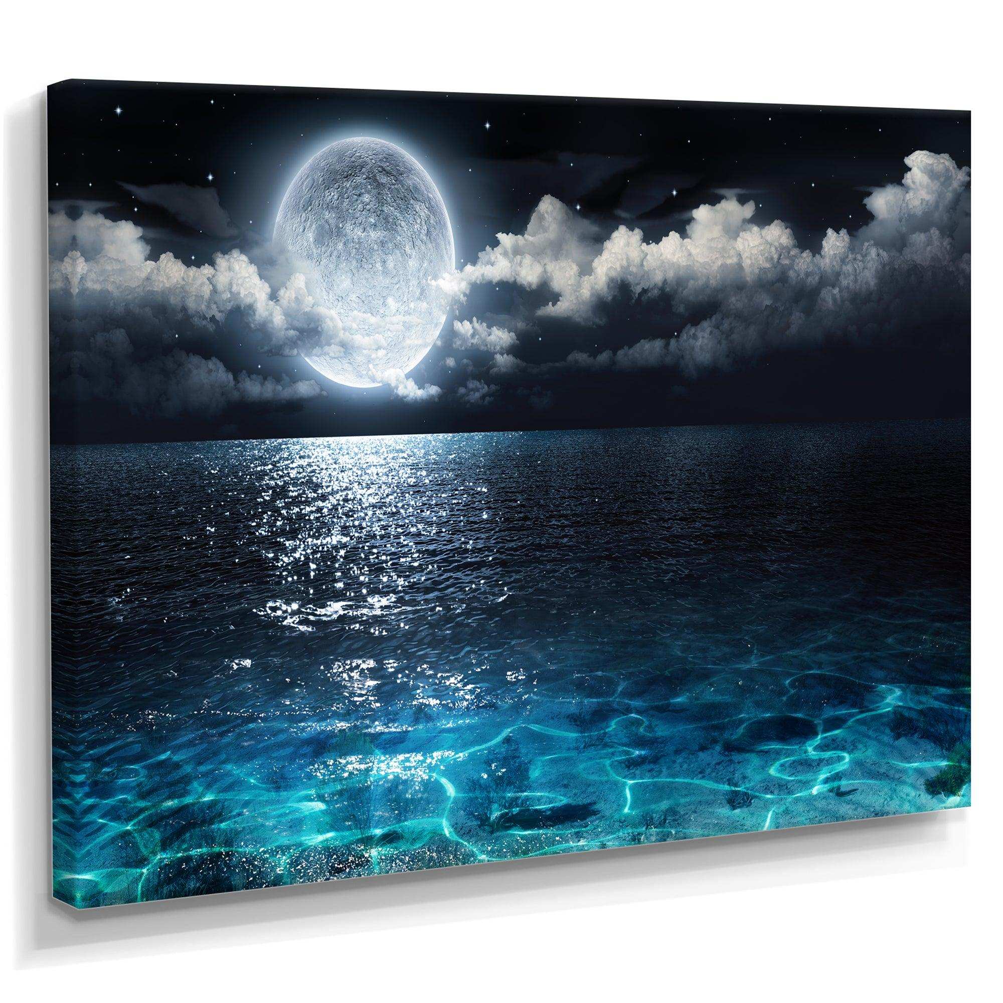 Romantic Full Moon Over Sea