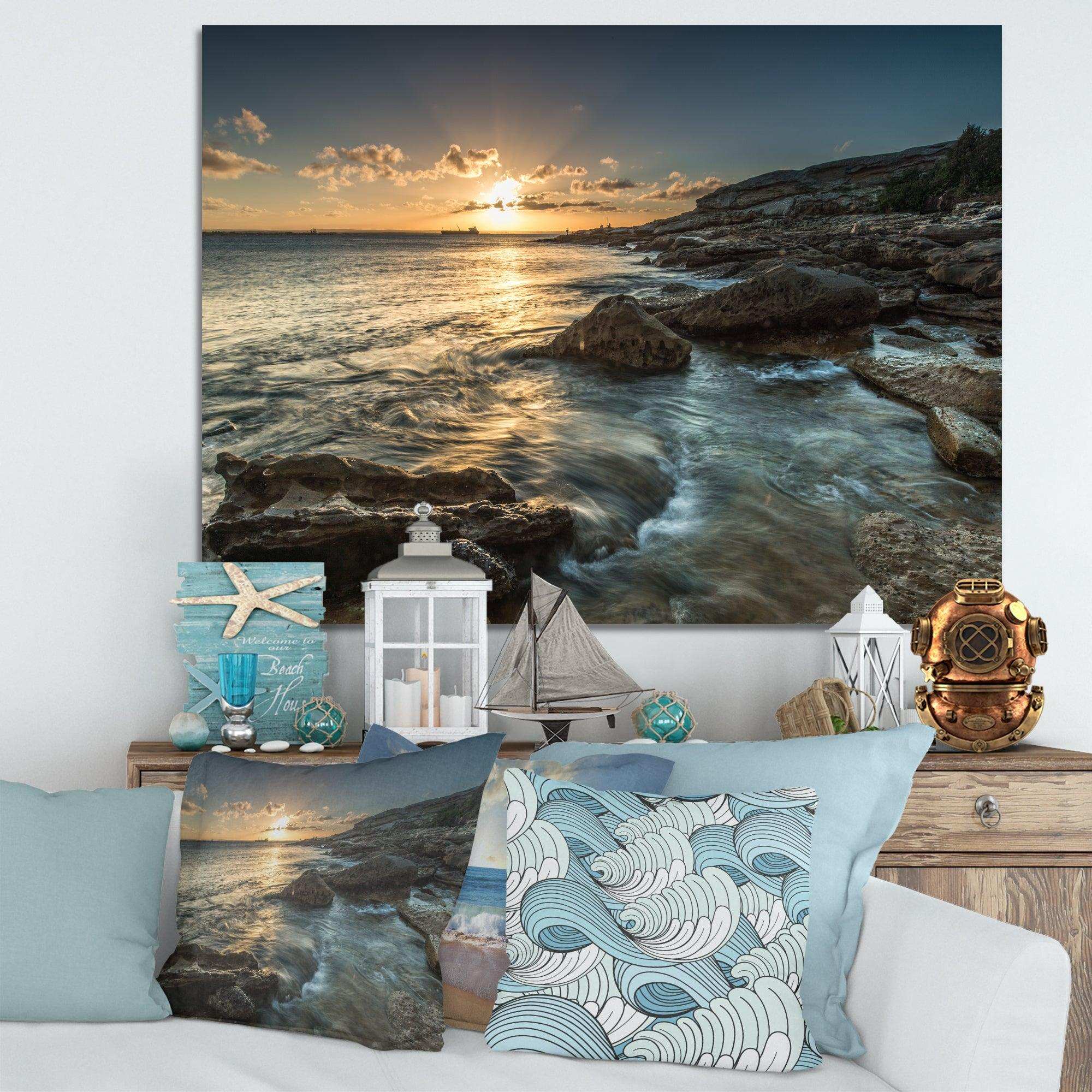 Sydney Beach with Bright Sunset