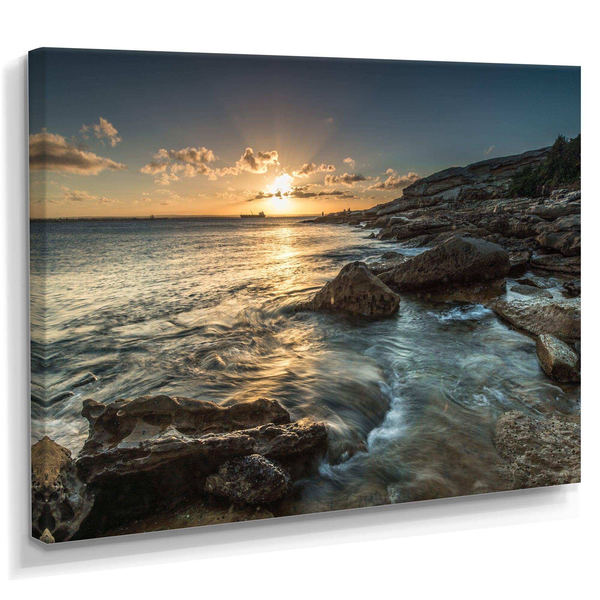 Sydney Beach with Bright Sunset