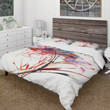 Abstract Handpainted Red Flowers - Cottage Duvet Cover Set