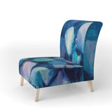 Abstract Blue Flower Petals - Upholstered Traditional Accent Chair