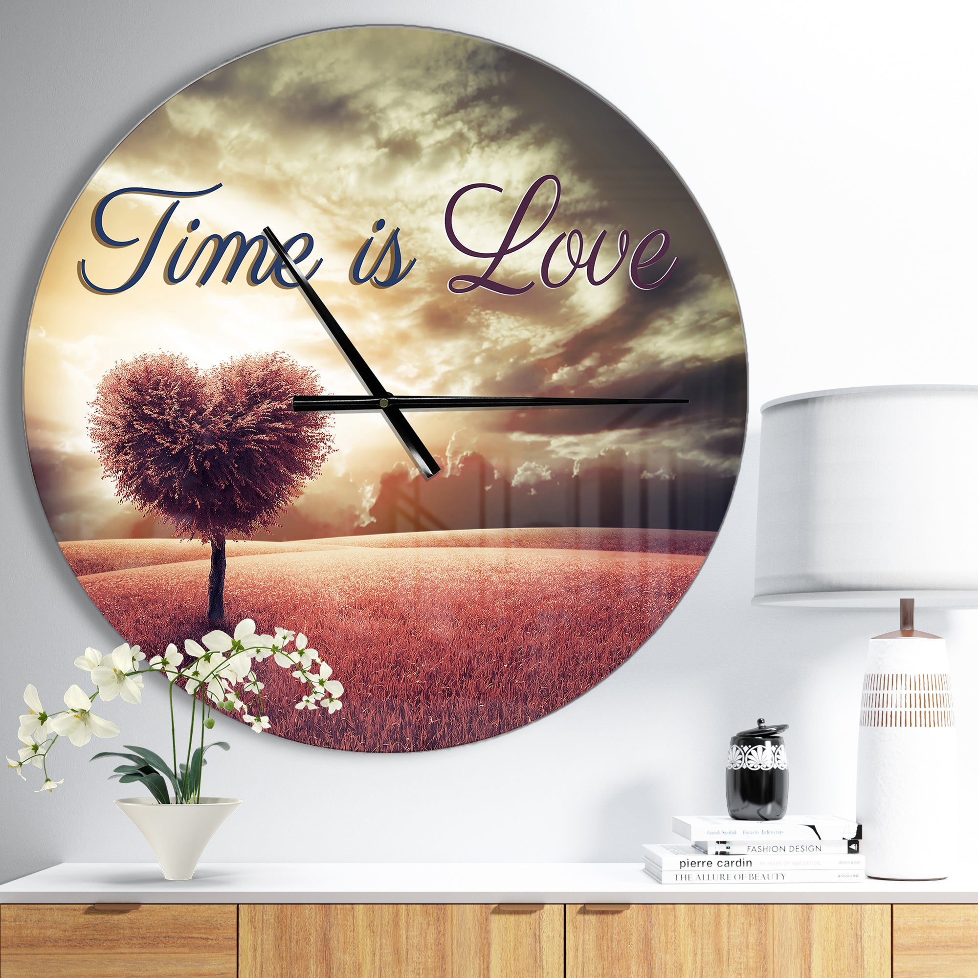 Time is Love Pink  Heart Tree