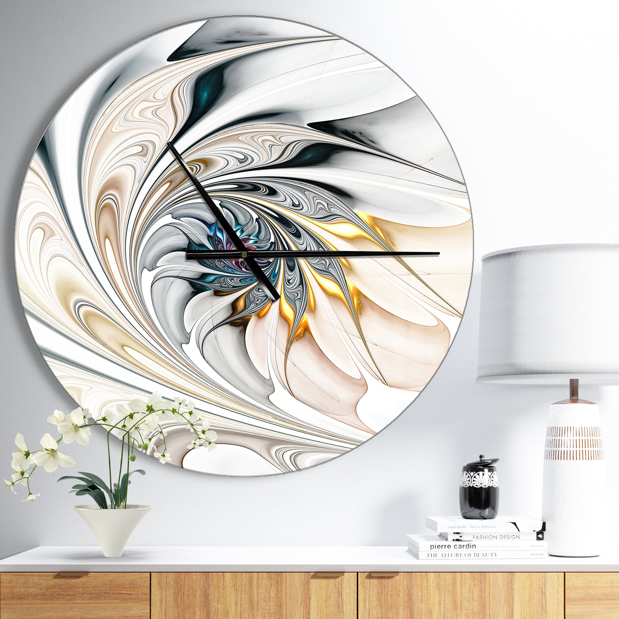 White Stained Glass Floral Art