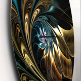 Brown Blue Fractal Flower in Black
