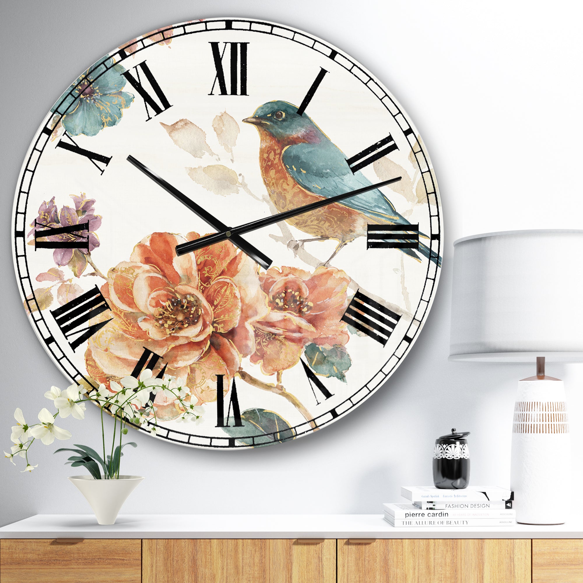 Cottage Bird on Orange Flower Twig