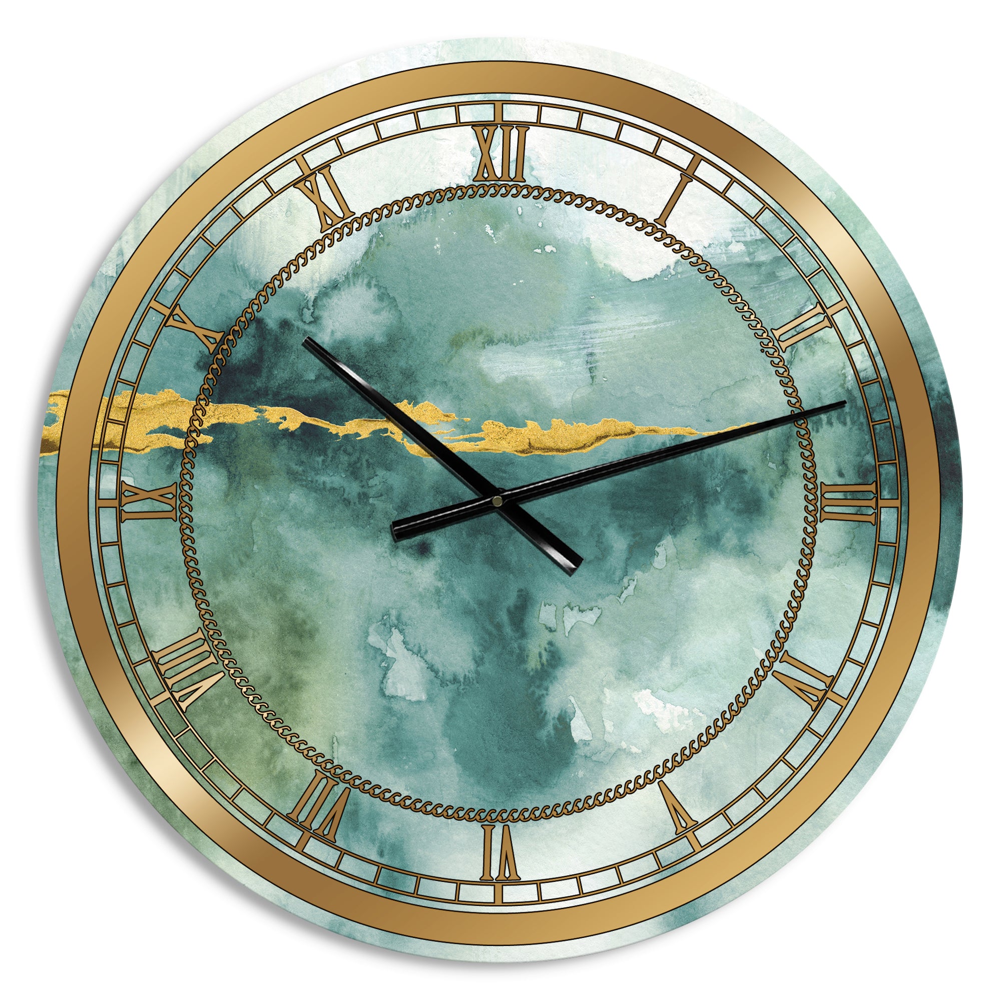 Blue Watercolor Impression with Gold