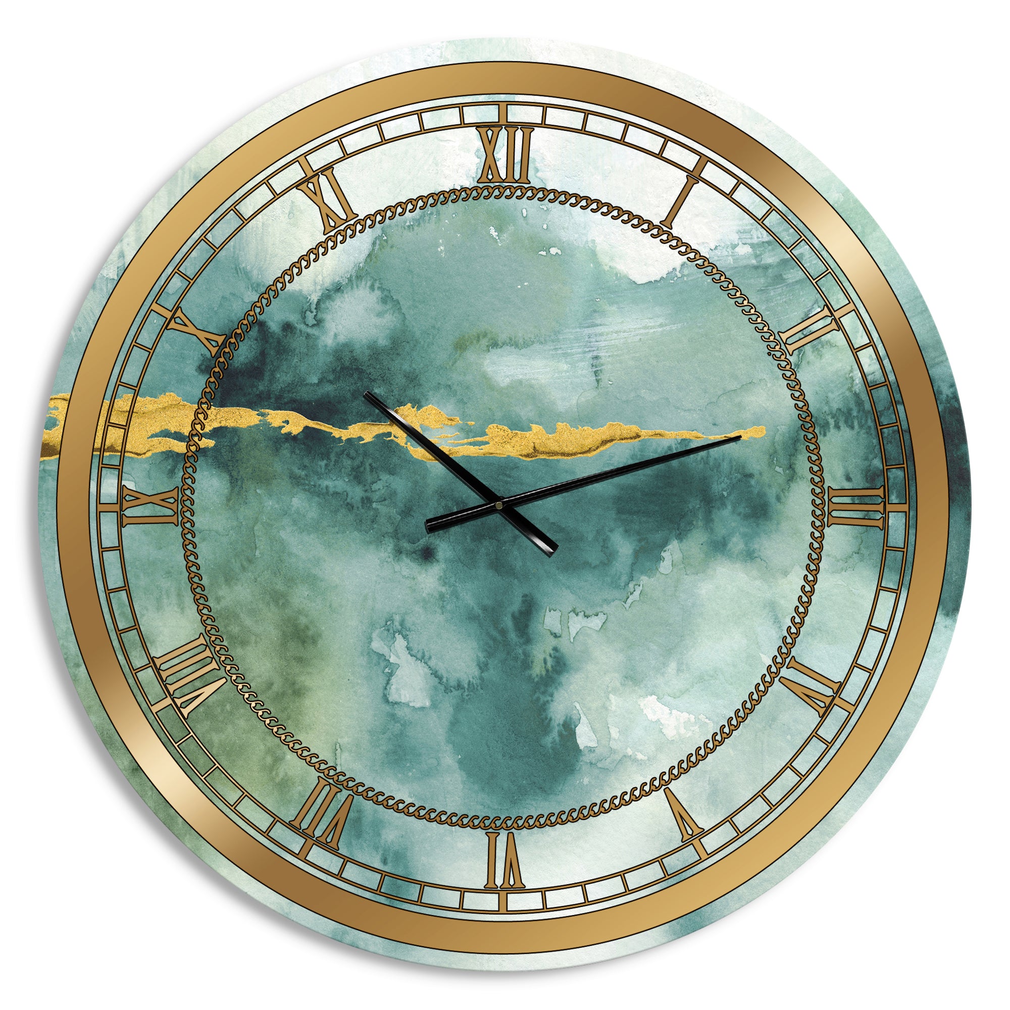 Blue Watercolor Impression with Gold