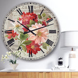 Red Painted Flowers on Vintage Postcard II