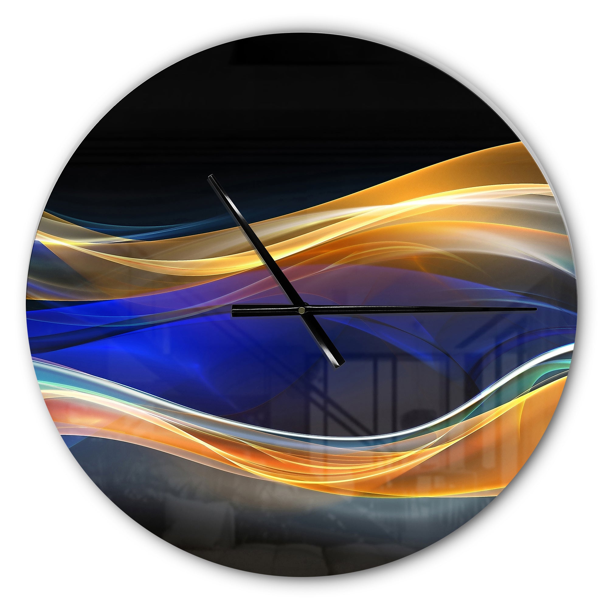 3D Gold Blue Wave Design