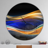 3D Gold Blue Wave Design - Oversized Modern Wall CLock