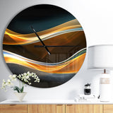 3D Gold Waves in Black - Oversized Modern Wall CLock