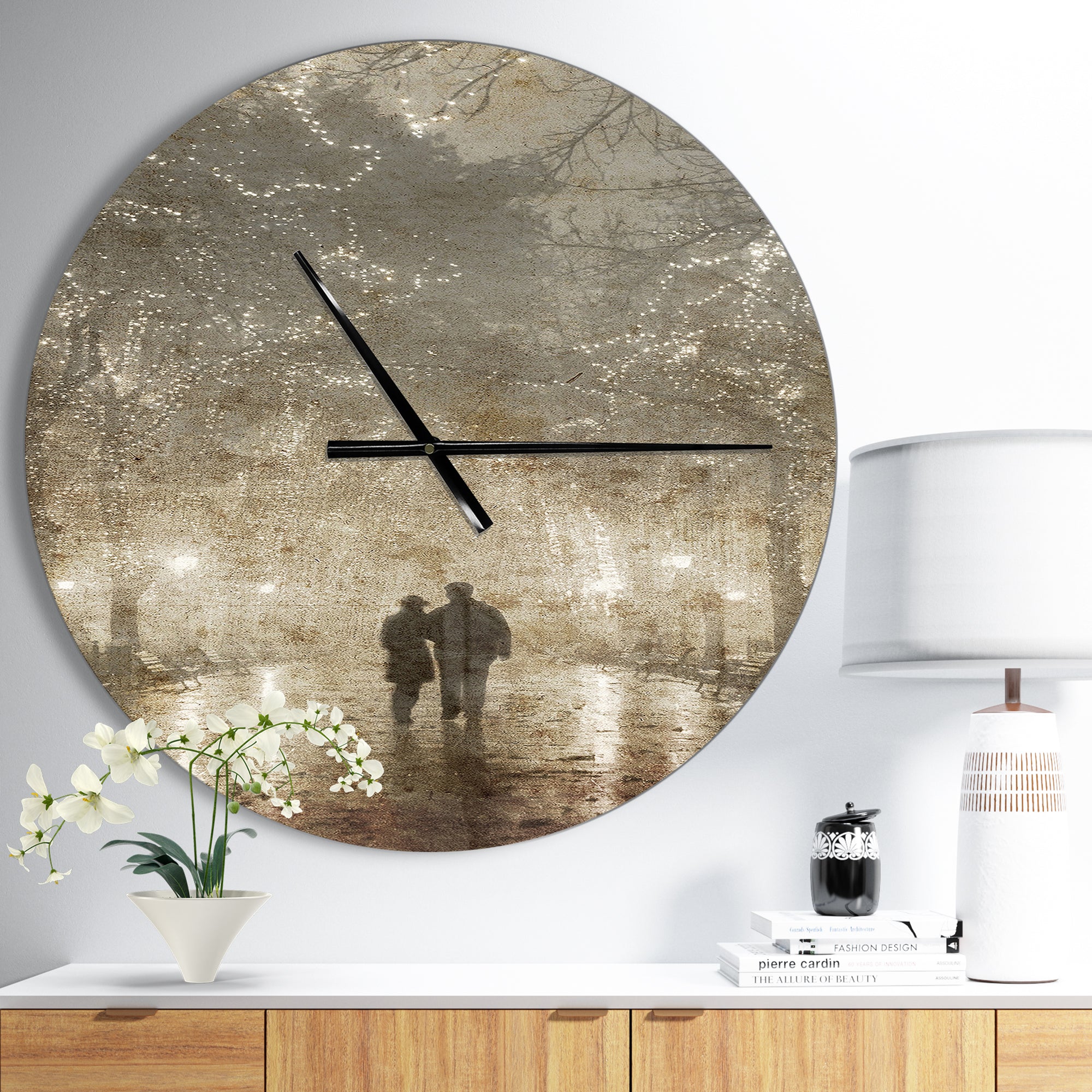 Couple Walking in Night Lights