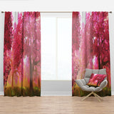 Designart 'Mysterious Red Cherry Blossoms' Landscape 1 Curtain Panel