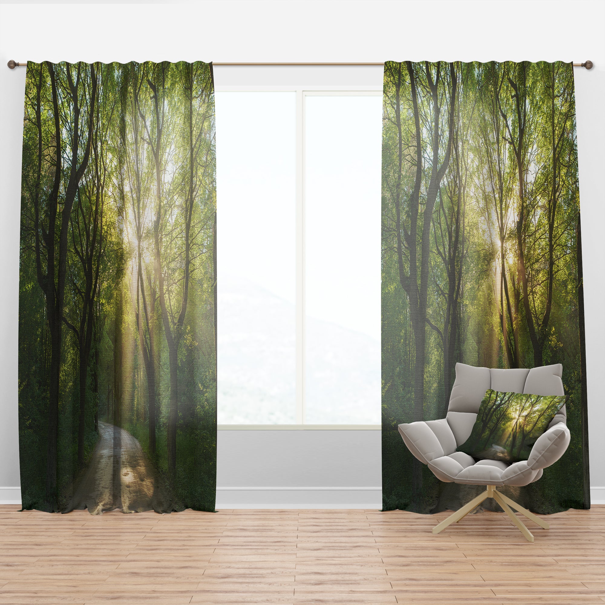 Designart 'Evening in Green Forest' Landscape 1 Curtain Panel