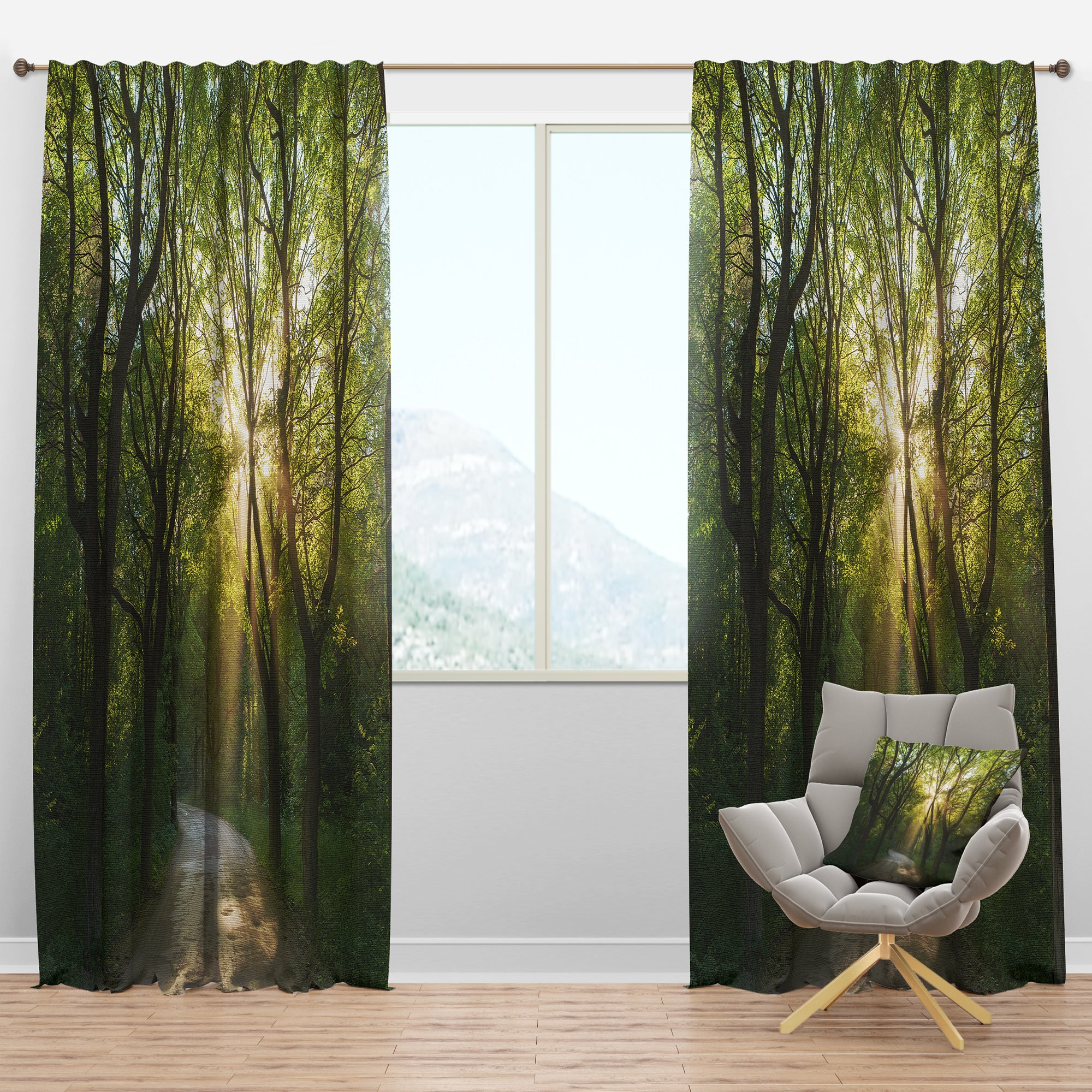 Designart 'Evening in Green Forest' Landscape 1 Curtain Panel