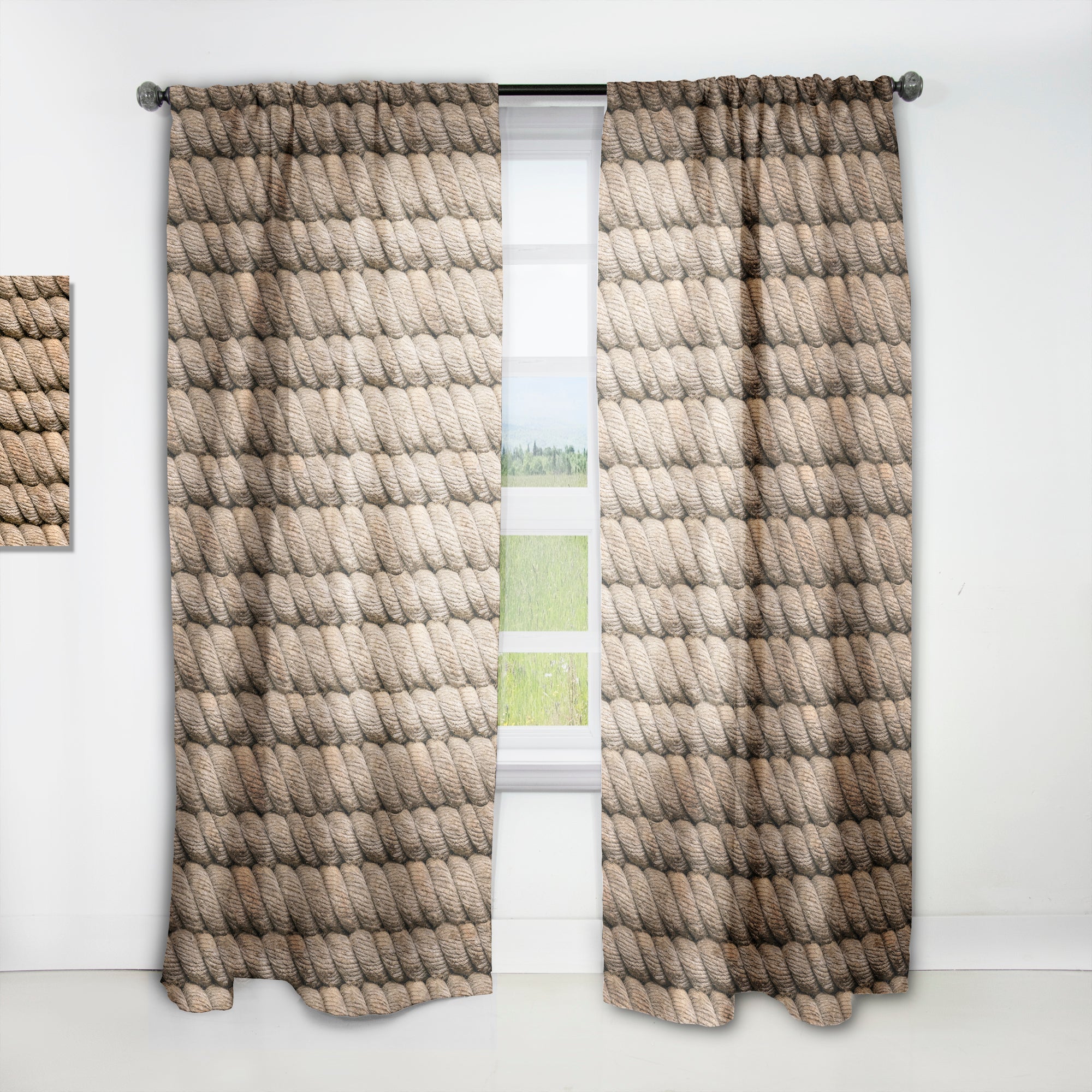 Designart 'Hemp Rope' Farmhouse 1 Curtain Panel