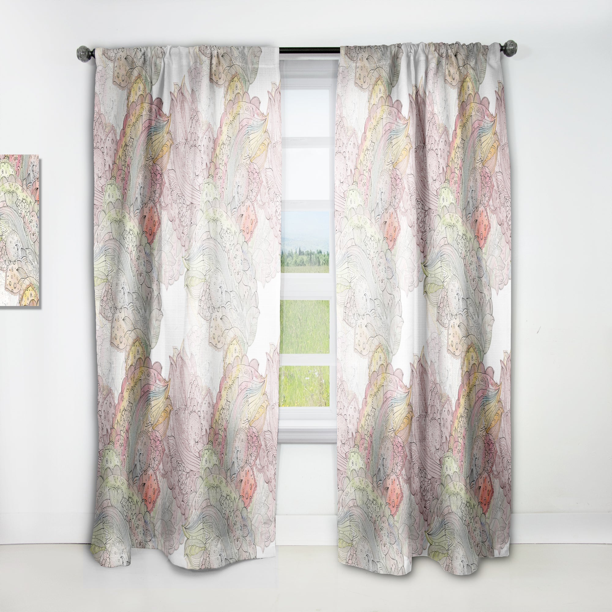 Designart 'Watercolor Painting with Ethnic Motif' Bohemian & Eclectic 1 Curtain Panel