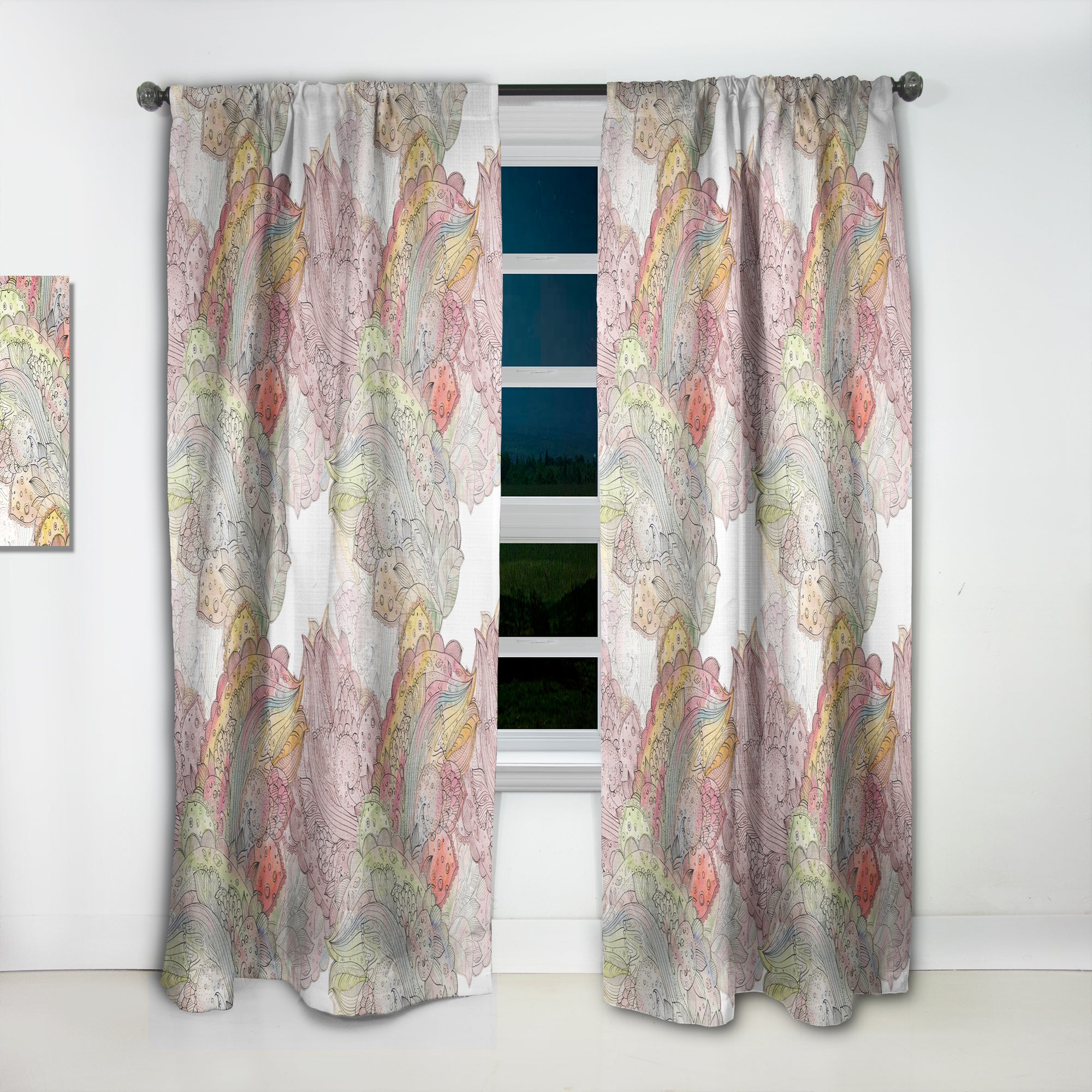 Designart 'Watercolor Painting with Ethnic Motif' Bohemian & Eclectic 1 Curtain Panel