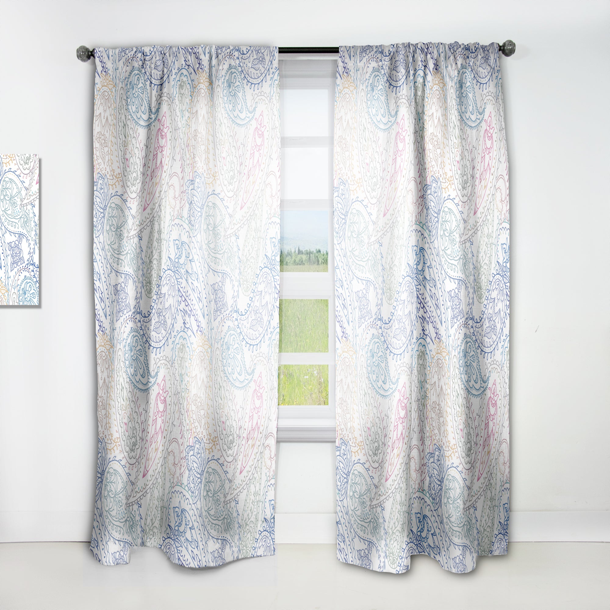 Designart 'Indian Paisley Pattern' Bohemian & Eclectic 1 Curtain Panel