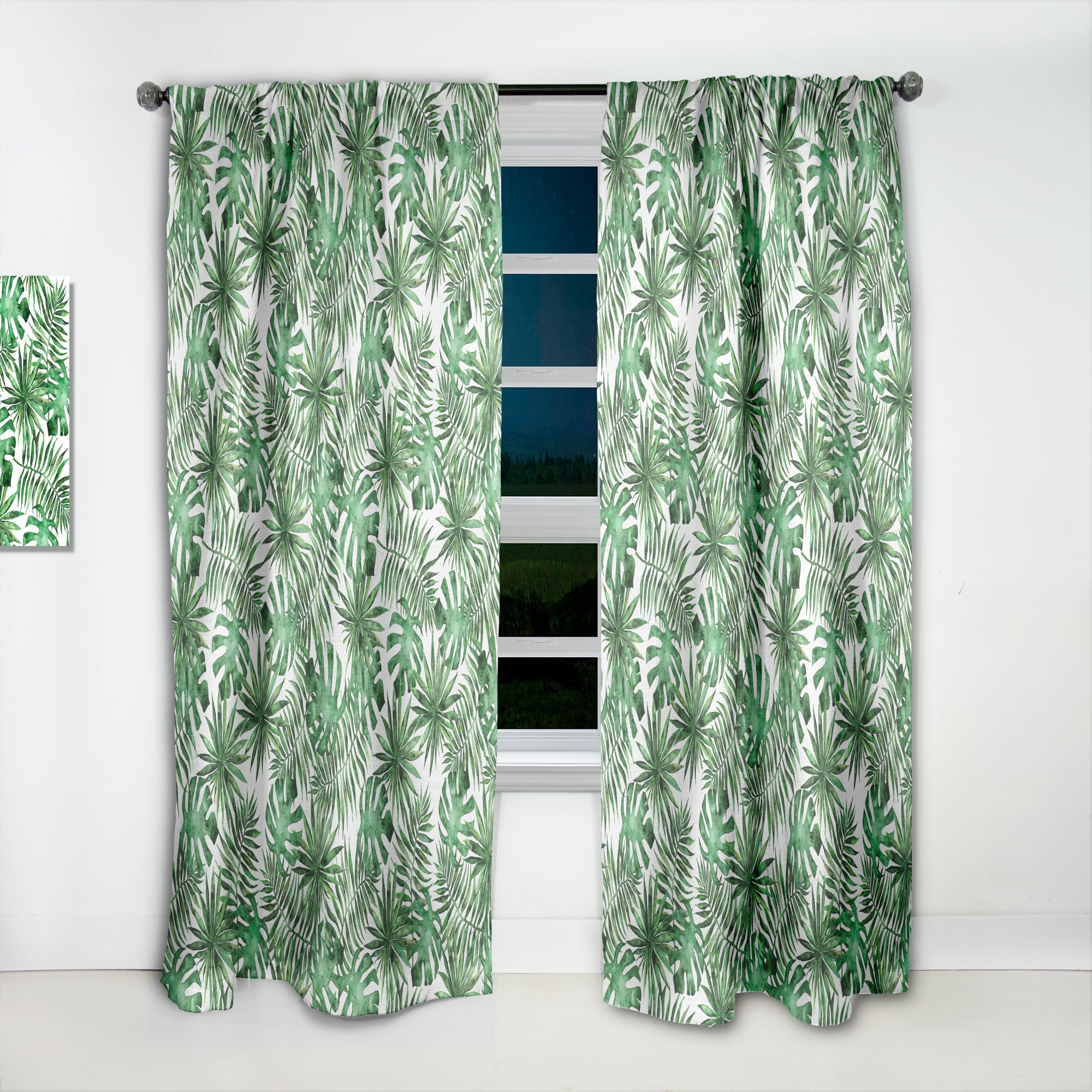 Designart 'Leaves & Brunches of Tropical Plants & Trees' Tropical 1 Curtain Panel