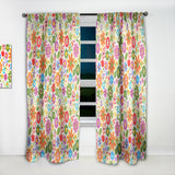 Designart 'Retro Flower Pattern' Bohemian & Eclectic 1 Curtain Panel