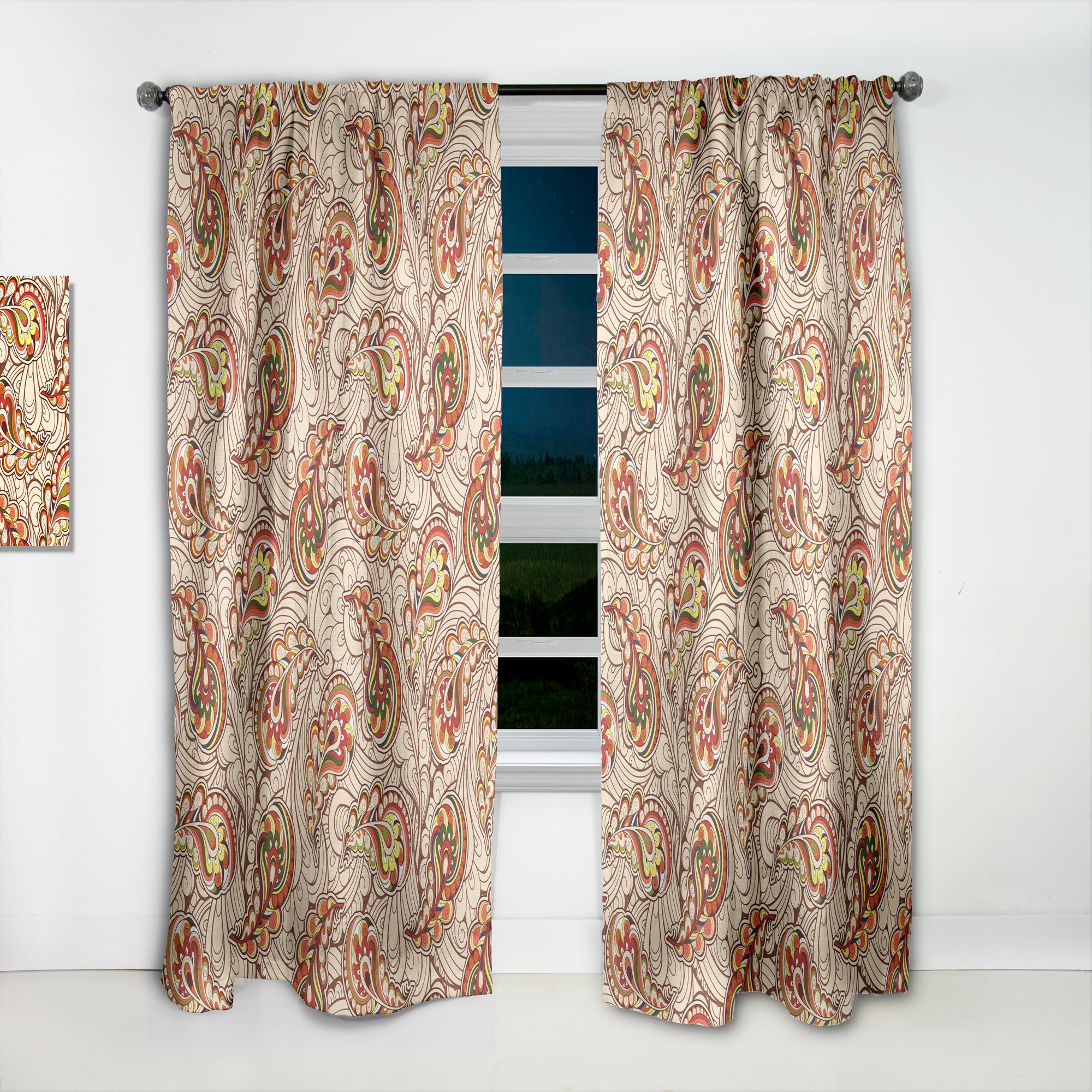 Designart 'Autumn Pattern' Bohemian & Eclectic 1 Curtain Panel