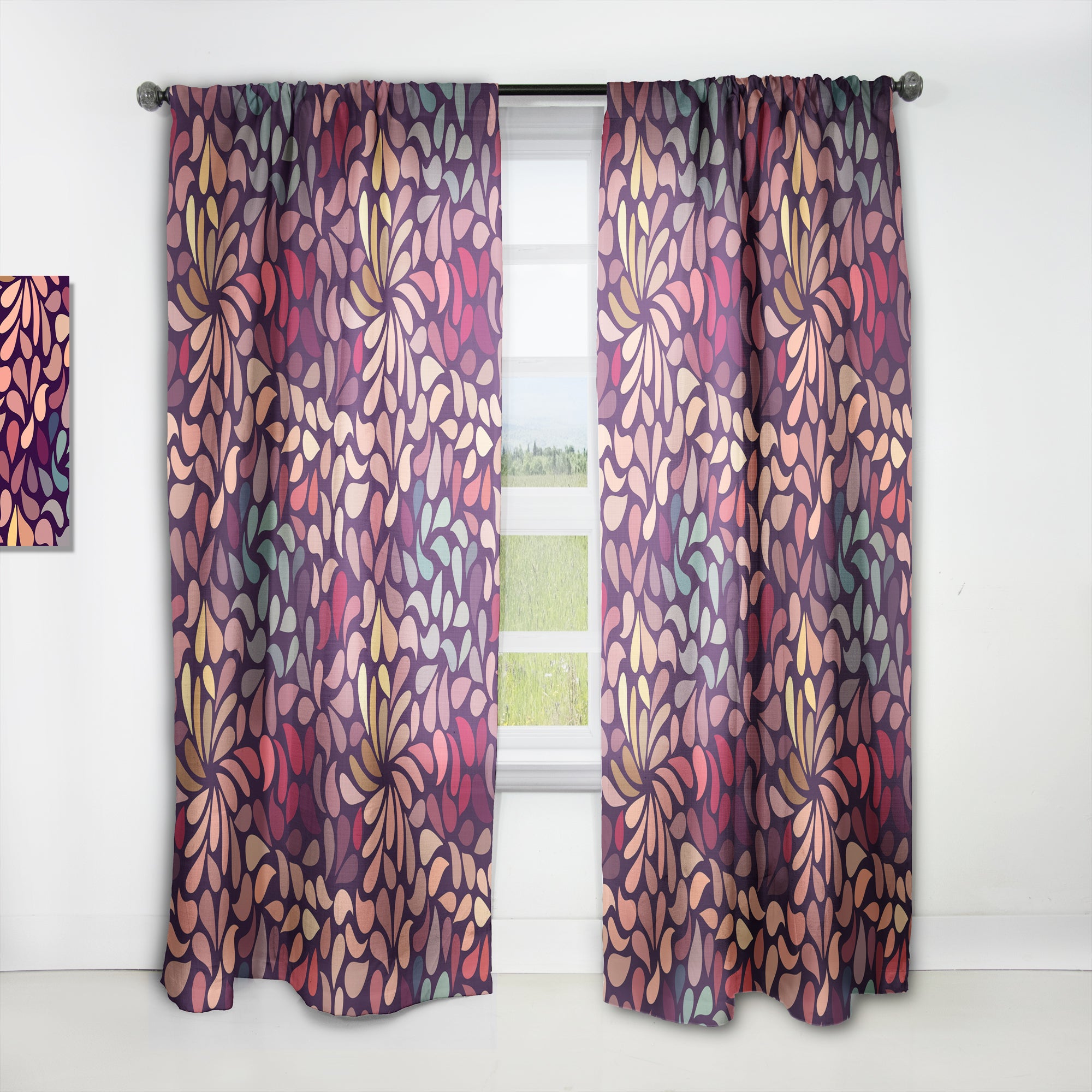 Designart 'Abstract Floral Pattern' Bohemian & Eclectic 1 Curtain Panel