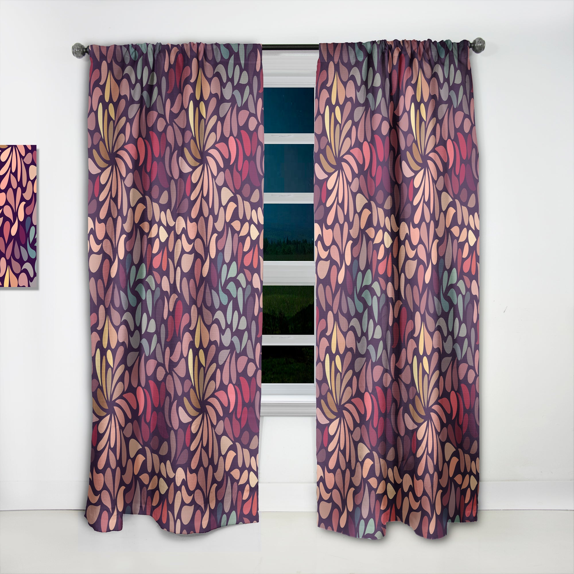 Designart 'Abstract Floral Pattern' Bohemian & Eclectic 1 Curtain Panel