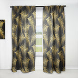 Designart 'Golden Tropical Leaves Pattern' Modern & Contemporary 1 Curtain Panel