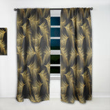 Designart 'Golden Tropical Leaves Pattern' Modern & Contemporary 1 Curtain Panel