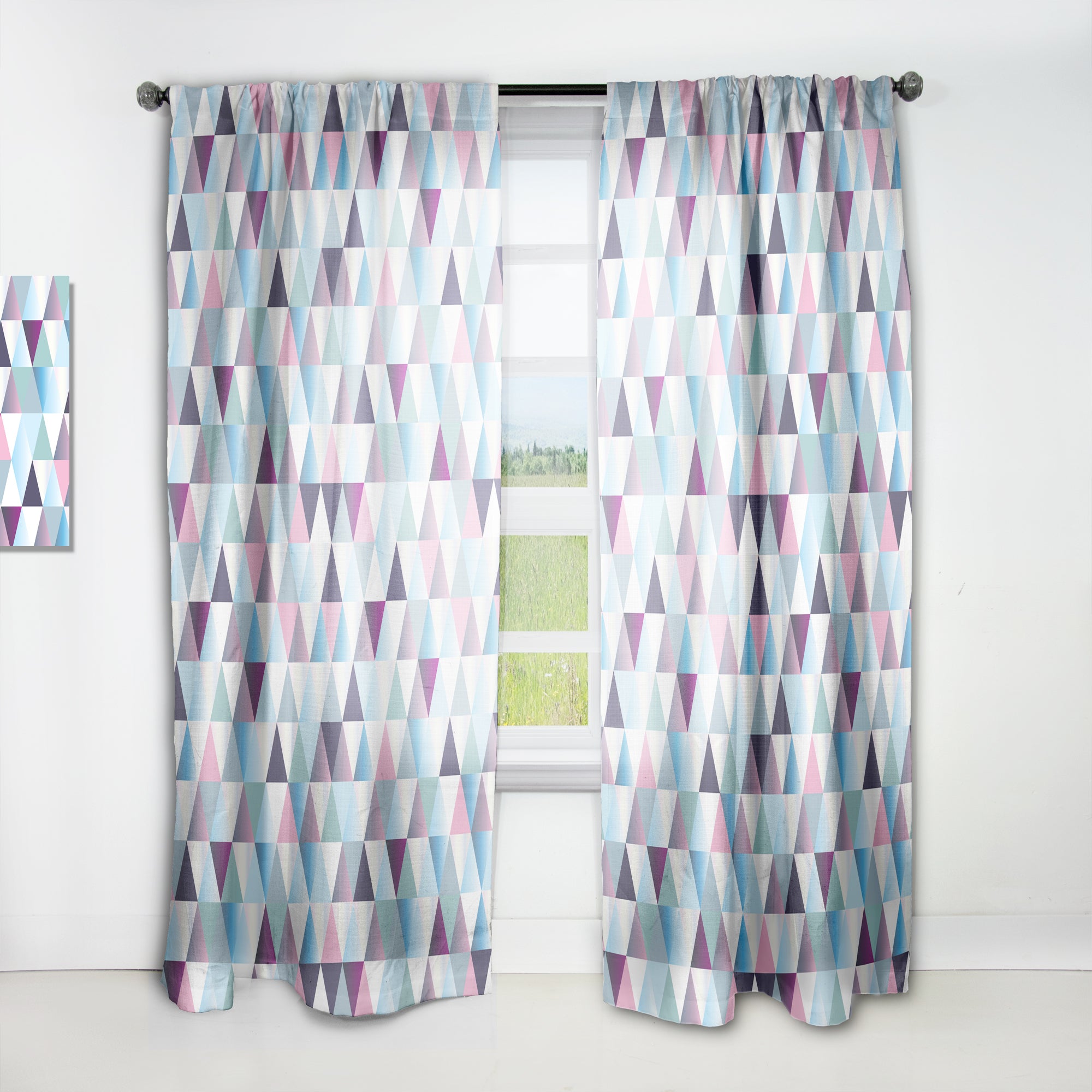 Designart 'Diamonds Triangle Abstract Pattern' Modern 1 Curtain Panel
