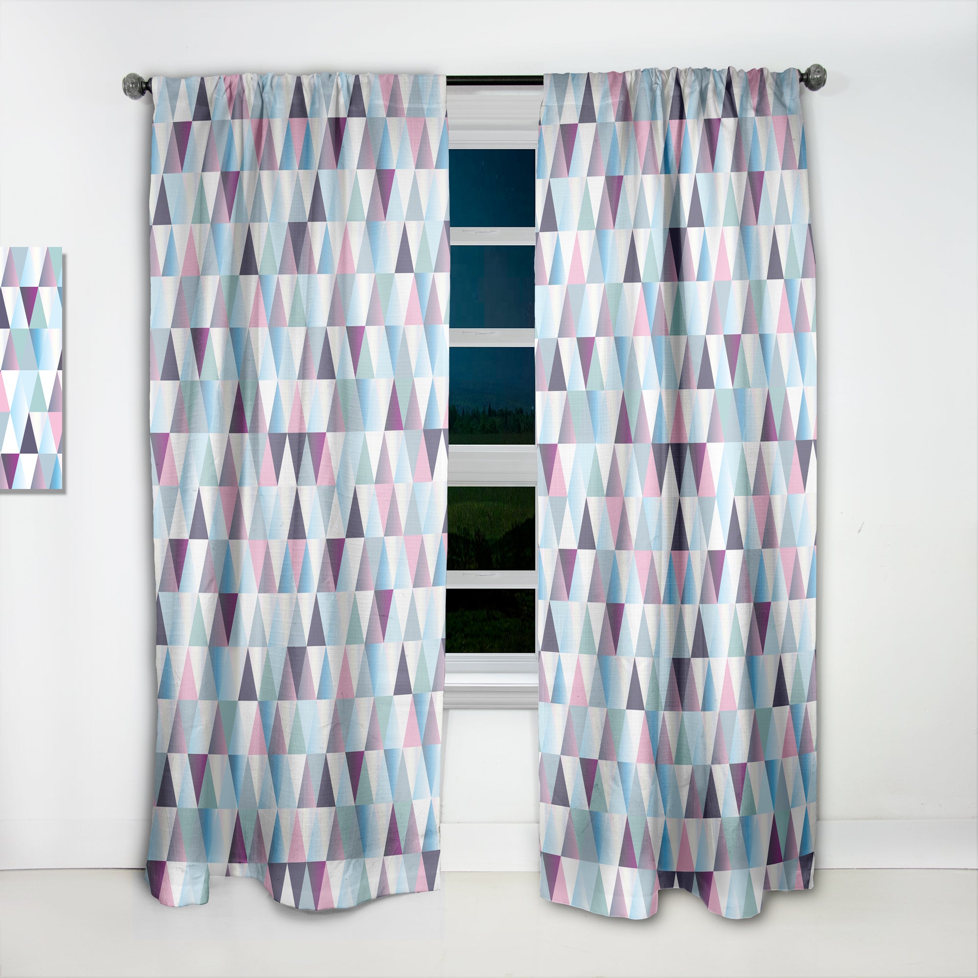 Designart 'Diamonds Triangle Abstract Pattern' Modern 1 Curtain Panel
