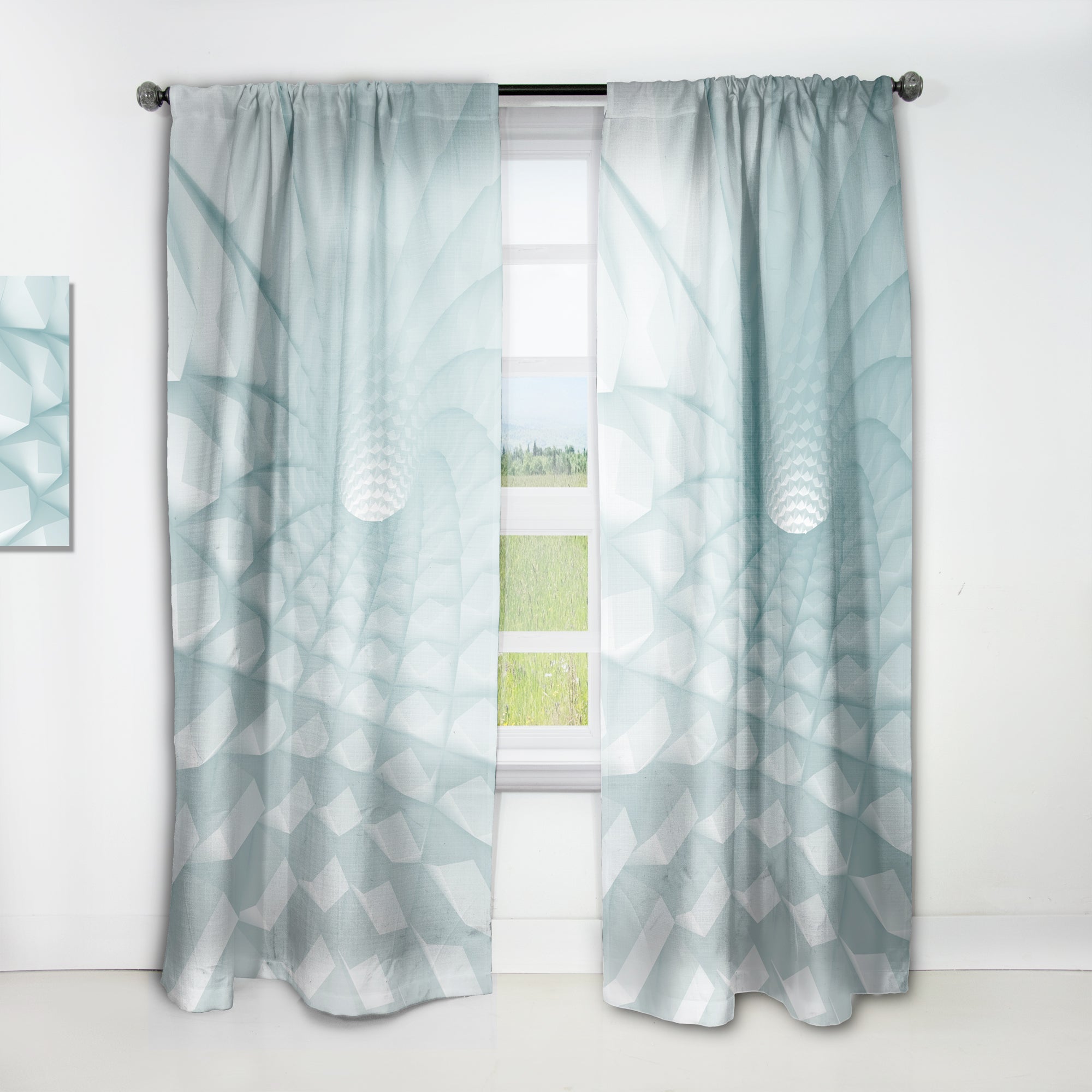 Designart '3D Light Blue Geometric Tunnel' Modern & Contemporary 1 Curtain Panel