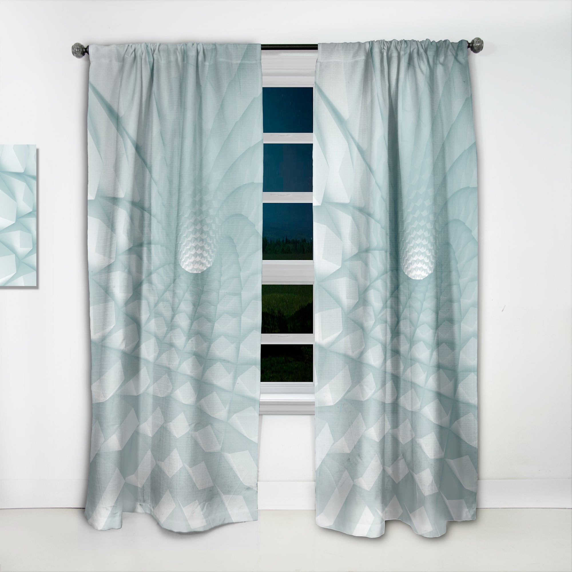 Designart '3D Light Blue Geometric Tunnel' Modern & Contemporary 1 Curtain Panel
