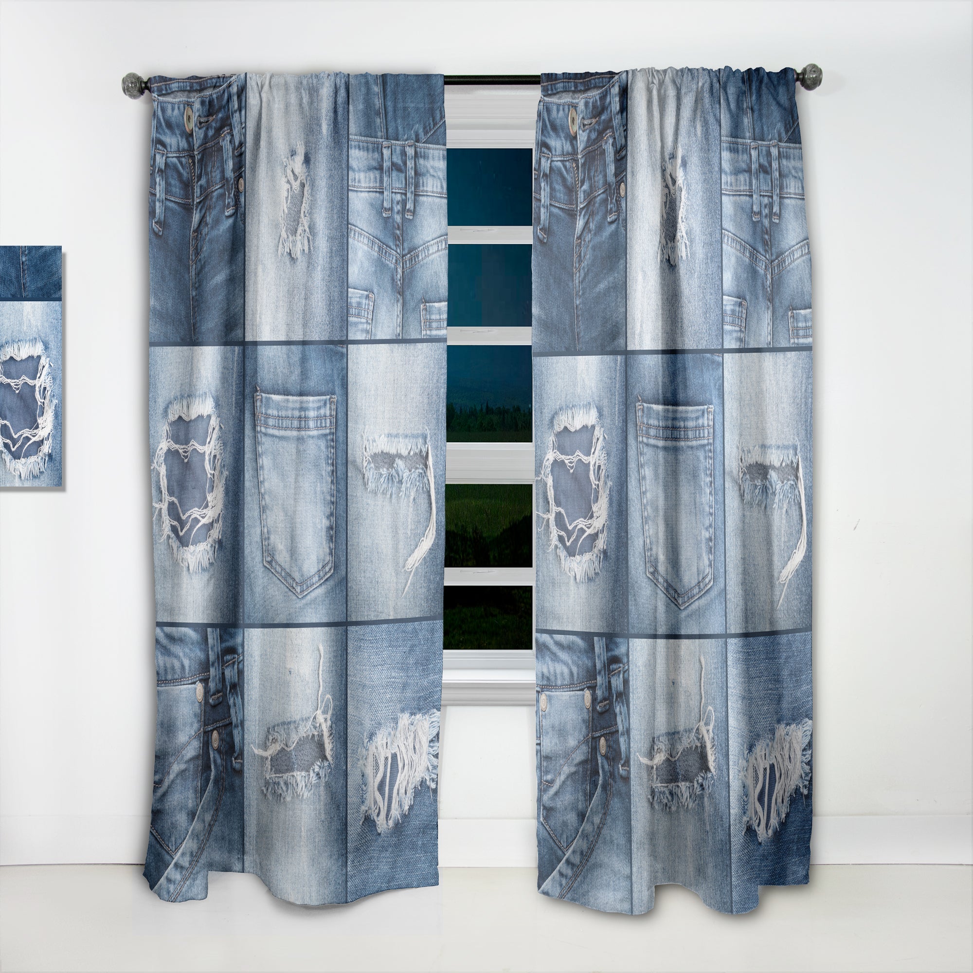 Designart 'Blue Jeans Close-ups' Modern & Contemporary 1 Curtain Panel