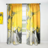 Designart 'White and Yellow Marbled Acrylic with a cloud of Black' Modern & Contemporary 1 Curtain Panel