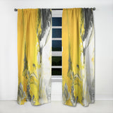 Designart 'White and Yellow Marbled Acrylic with a cloud of Black' Modern & Contemporary Curtain Panel