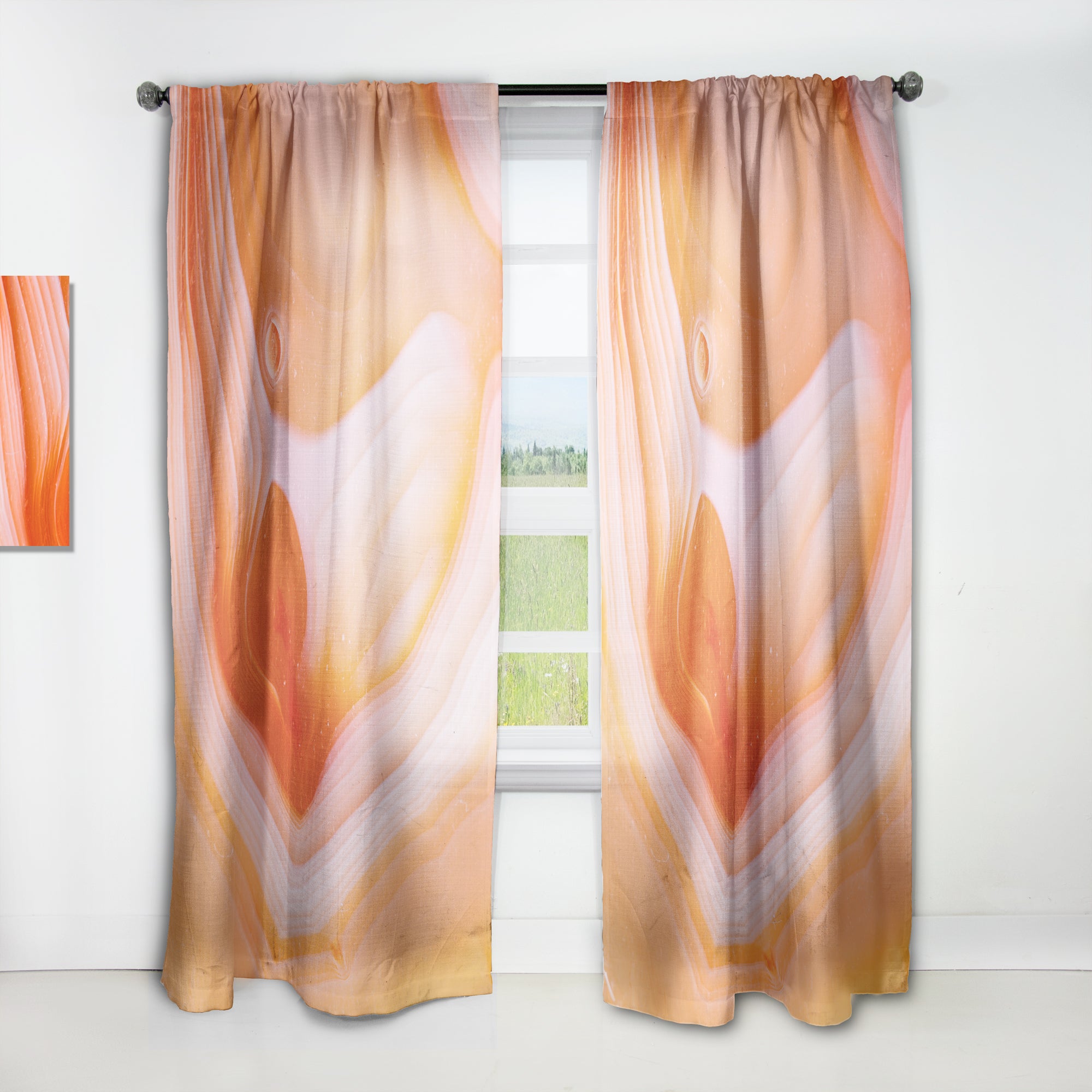 Designart 'Mineral Orange Agate' Mid-Century Modern 1 Curtain Panel