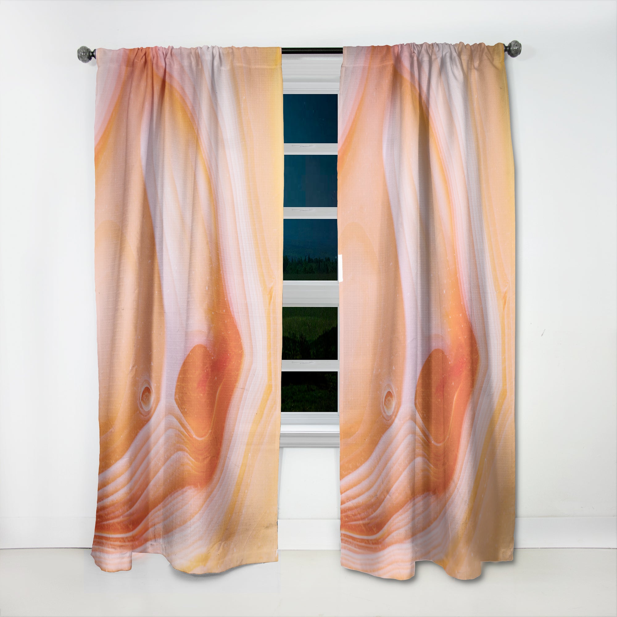 Designart 'Mineral Orange Agate' Mid-Century Modern 1 Curtain Panel