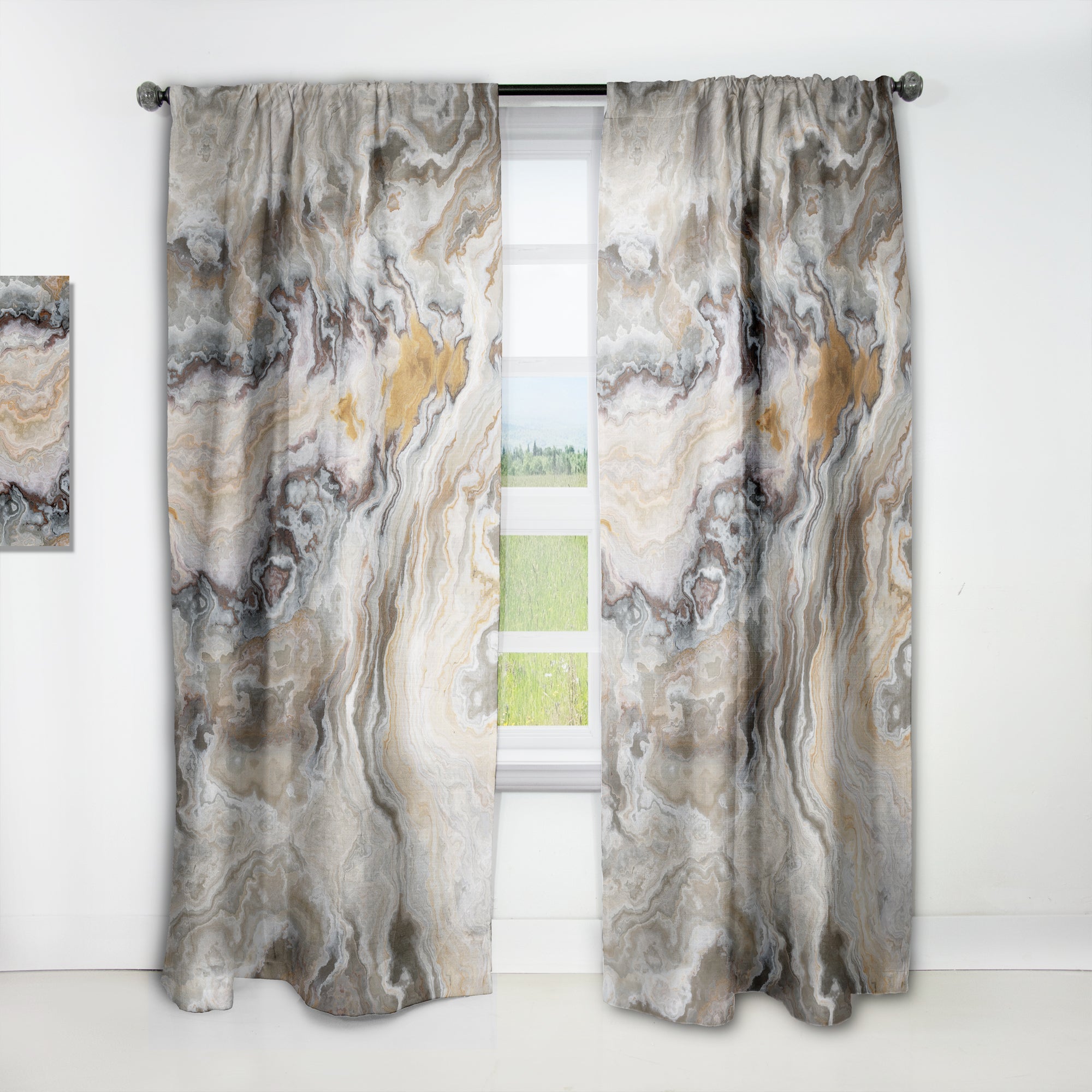 Designart 'Onyx detail Composition' Mid-Century Modern 1 Curtain Panel