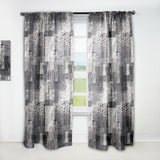 Designart 'Handdrawn vintage lines in shades of gray' Mid-Century Modern 1 Curtain Panel