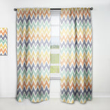 Designart 'Retro Chevron in Orange, Blue and Yellow' Mid-Century Modern 1 Curtain Panel
