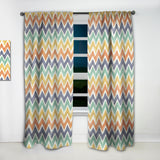 Designart 'Retro Chevron in Orange, Blue and Yellow' Mid-Century Modern 1 Curtain Panel