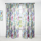 Designart 'Blue Bird And Blue and Purple Blossoming Flowers' Floral 1 Curtain Panel