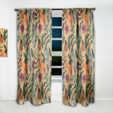 Designart 'Retro Tropical Flowers and Feathers' Vintage 1 Curtain Panel