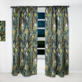 Designart 'Tropical Leaves with Lemons and Green Bird' Animals 1 Curtain Panel