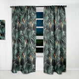 Designart 'Tropical Yellow Birds On Black With Green Jungle Leaves' Abstract 1 Curtain Panel
