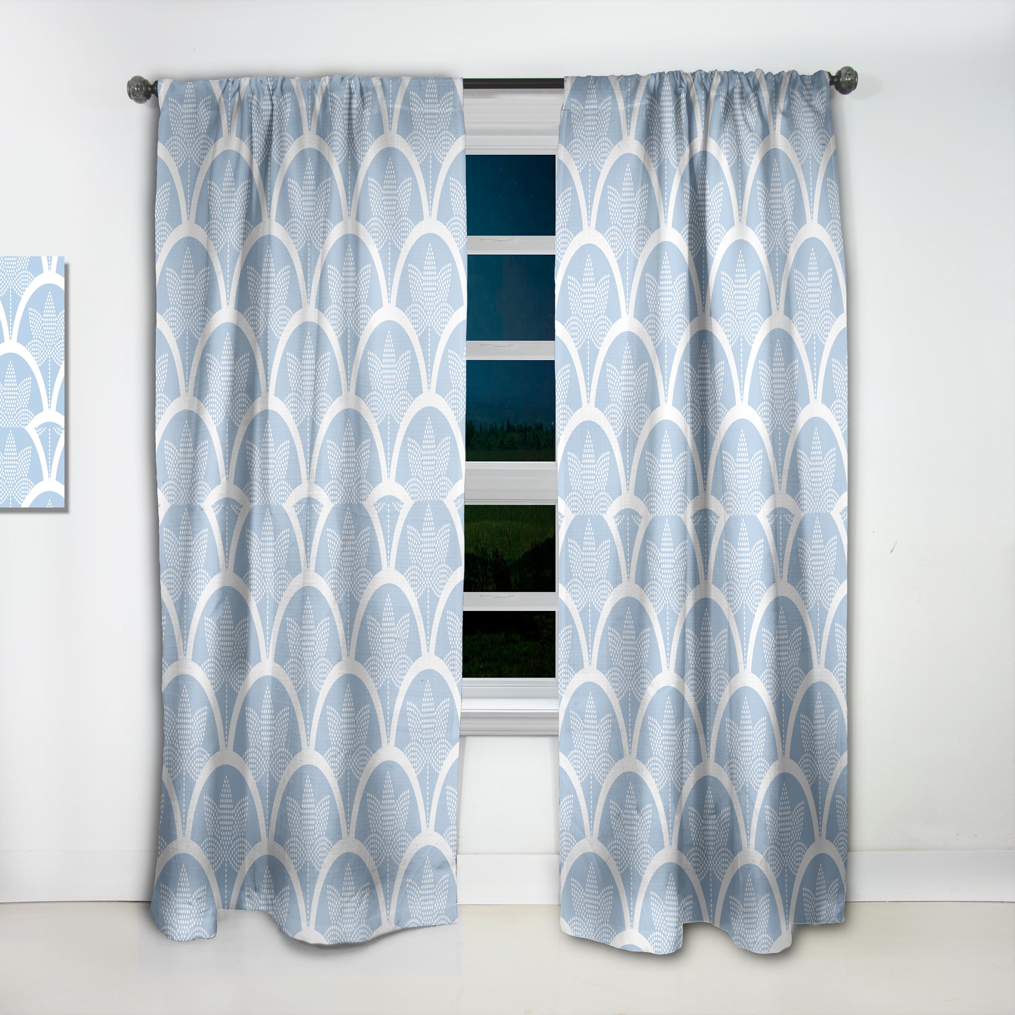 Designart 'Japanese style Half-circle pattern' Mid-Century Modern 1 Curtain Panel