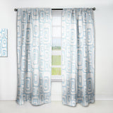 Designart '3D White And Blue Pattern I' Mid-Century Modern 1 Curtain Panel