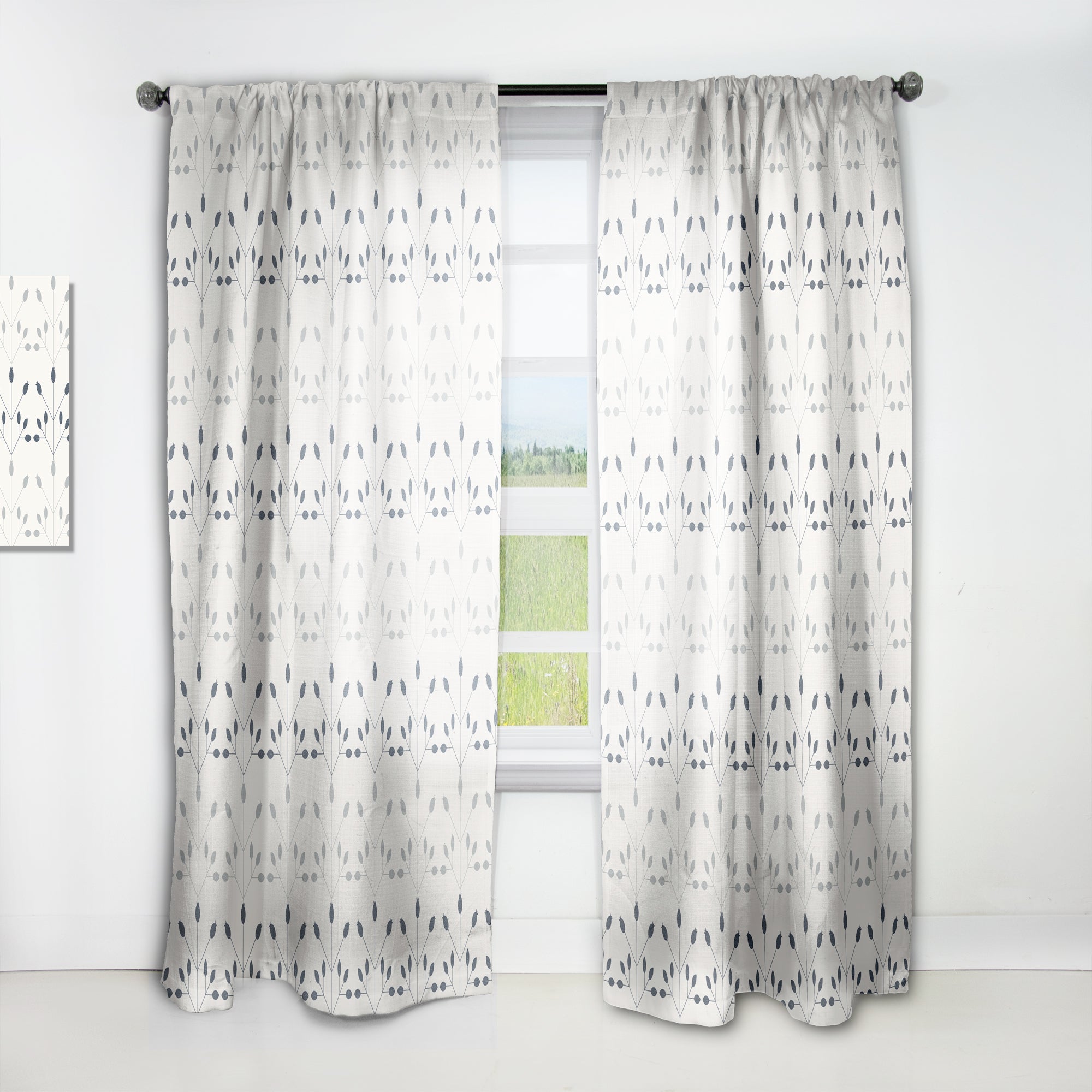 Designart 'Floral Retro Botanical Pattern I' Mid-Century Modern 1 Curtain Panel